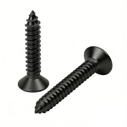 #4 x 3/8 [100 Pack] Flat Head Phillips Drive Self Tapping Screws, Sheet Metal Screws, Black Oxide, 304 Stainless Steel (18-8), Corrosion Resistant Screw for Wood, Sheet Metal and More - size: #4 x 3/8