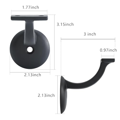 HOME MASTER HARDWARE Hand Rail Brackets for Stairs 2 Pack, Heavy Duty - size: 2-1/8" Matte Black-2pack