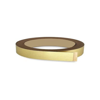 Brushed Gold PVC 1/2 inch x 50 ft Edge Banding Peel Stick Tape Adhesive Metal Edging Veneer Aluminum Trim Flexible Strip Molding MDF Wood Cabinet Laminate Shelf Furniture Countertop Formica Plywood - color: Brushed Gold, size: 1/2 inch x 50 ft