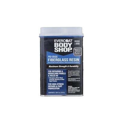 Evercoat Body Shop 105006 Pro-Grade Fiberglass Resin for Repairing and Rebuilding Panels & Holes in Fiberglass, Metal, Wood & More, Easy Mix Hardener Included 128 Fl Oz. - size: 128 Fl Oz.