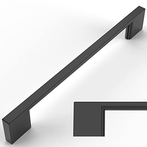 Amerdeco 10 Pack Matte Black Zinc Cabinet Pulls 6.3" - color: Matte Black, size: 6.3" hole center