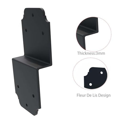 4packs Heavy Duty Pergola Bracket Black,6" Steel Angle Joist Tie Z Fix Bracket for Wood DIY Projects - Large Connector Brace,Post to Beam Connectors Repair Hardware,Joining Brackets