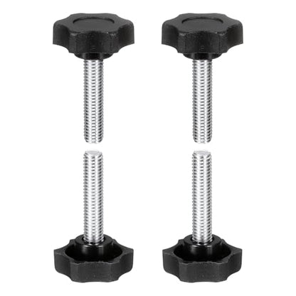 HARFINGTON 4 Pcs Star Knobs Handles M8 x 35mm (1.25mm Pitch) Male Thread Metric Carbon Steel Hand Tightening Clamping Screws Threaded Stud Knob Bolts for Woodworking Jigs, Black - size: M8 x 35mm
