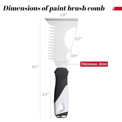 Mister Rui 5-in-1 Paint Brush Comb & Roller Cleaner, Stainless, Hammer Base - color: Black+gray