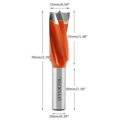 15mm Diameter Carbide 3 Flute Drills Brad Point Boring Bit, 15mm Dia × 70mm Long × 10mm Shank Left Hand - size: D 15mm (19/32"), style: Left Hand Rotation