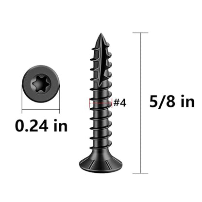 Wensilon #4 * 5/8" Black Deck Screws 1338pcs 2 lbs 3x16mm - color: Black, size: #4*5/8"