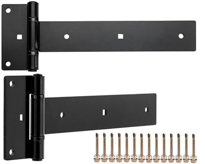 12 Inch Heavy Duty T Strap Hinges (2-Pcs), 4mm Thickened Solid Steel - size: Middle