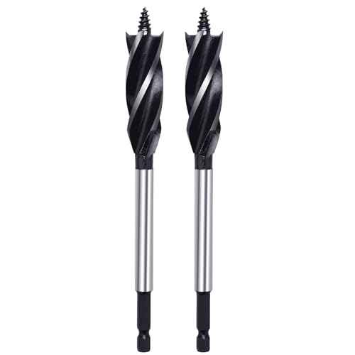 2 Pack 15/32 in x 6-1/2 in Auger Drill Bit for Wood, 1/4 inch Hex Shank Auger Drill Bit for Hard Wood,Soft Wood, Plywood and Plastic (15/32 in x 6-1/2 in) GRIXLEN - size: 15/32 in x 6-1/2 in