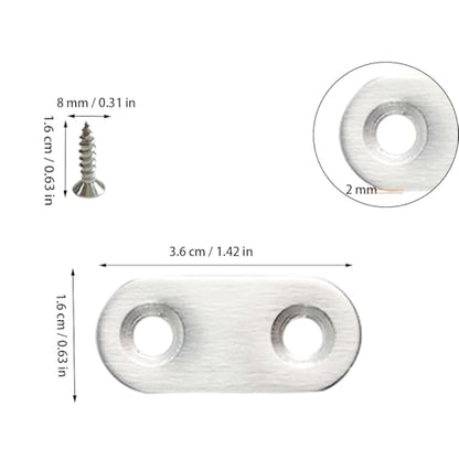 20 Pack Straight Brace, Flat Straight Bracket with Screws - color: Silver