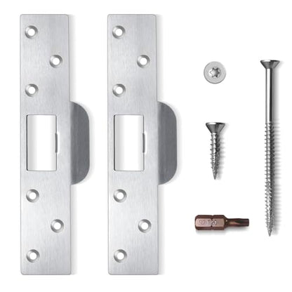 Extra-Long Door Strike Plate, Extended Length/Height - color: Satin Nickel, size: 2 Pack