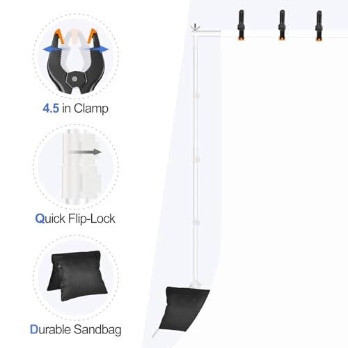 EMART Backdrop Stand 10x10FT Adjustable Back Drop Stand for Party -White - color: White, size: 10x10ft