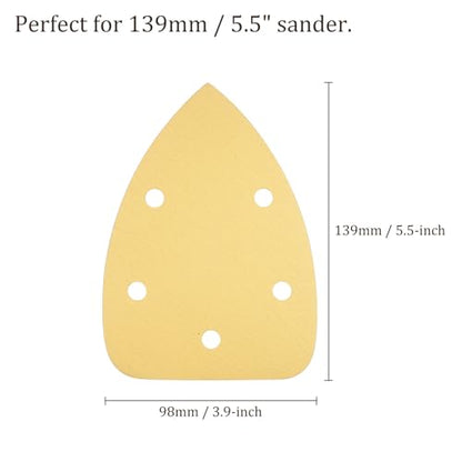 24pcs Mouse Detail Sander Sandpaper - [5-Hole 150 Grit] Aluminum Oxide Triangle Hook and Loop Sanding Pads Sheet for Sanding and Polishing Wood Furniture Metal Use - size: 150 Grits