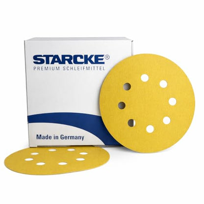 STARCKE 5 Inch 8-Hole Hook and Loop Sanding Discs 320 Grit 100 Pack