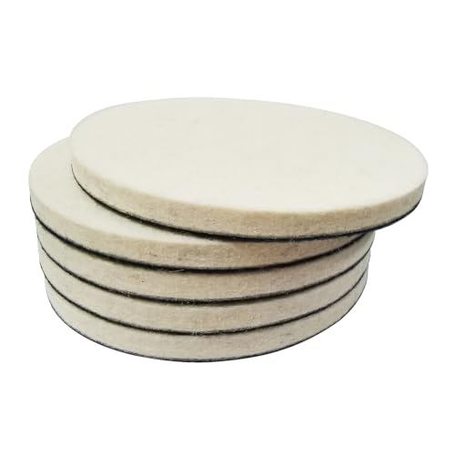 5 Pcs 5" Wool Felt Polishing Pads, Flocking Hook & Loop Back