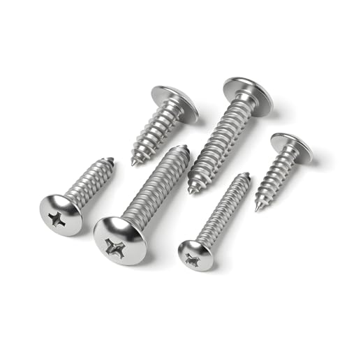 #10 x 1-1/4" (50 Pack) Truss Head Sheet Metal Screws Phillips Drive Self-Tapping Wood Screws, 304 Stainless Steel Corrosion Resistant Screws - size: #10 x 1-1/4"