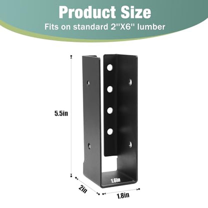 2x6 Joist Hanger 16PCS,Outdoor Trim Concealed-Flange Joist Bracket - size: 16pcs, style: 2''x6''