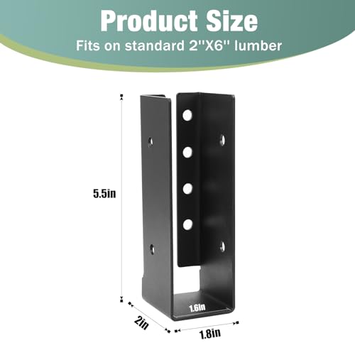 2x6 Joist Hanger 8PCS,Outdoor Trim Concealed-Flange Joist Bracket - size: 8pcs, style: 2''x6''