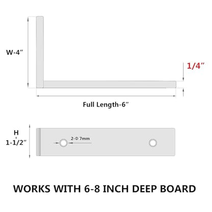 NEODROP 4-Pack 6 Inch Heavy Duty Shelf Brackets, Premium Floating L Bracket for Wall, Kitchen, Mantel Shelves Support | Quarter Inch (1/4") Thick | Black Powder Coated Steel - size: 6 Inch, style: 4 Pack