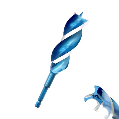 Auger Wood Drill Bit 1" x 6" x 1 Pack, Tri-Flute, 1/4 Inch Quick Change Hex Shank - size: 1" x 6" x 1Pcs