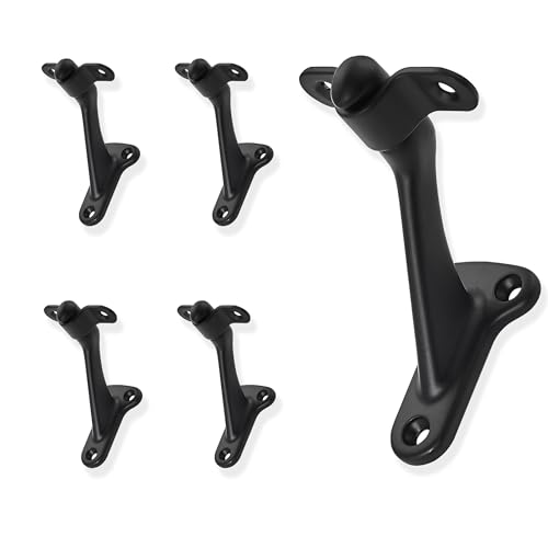 5 Pack 3 Inch Hand Rail Bracket Black Stair Brackets Heavy Duty Handrail Brackets for Stairways Handrail Staircase Bracket - color: Black, size: 5 Pack