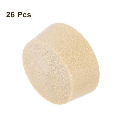 uxcell 26Pcs Wood Button Plugs, 14mm/0.55" Flat Head Hardwood Screw Hole Plug Wooden Caps Buttons Wood Plug for Furniture Woodworking Craft Decor (15.5mm x 14mm) - size: 15.5x14x9mm