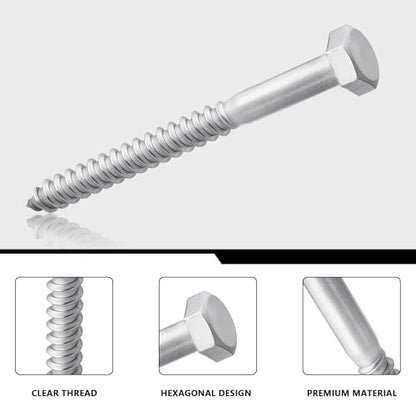 1/4x1-1/2 Hex Head Lag Screws Bolts Wood Screws 20pcs HS/ZGLS-18 - size: 1/4x1-1/2"