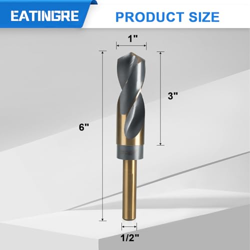 1 Inch Drill Bit, Reduced Shank High Speed Steel Bit with 1/2" Shank, HSS 4241 Black & Gold Drill Bits for Mild Steel, Metal and Hard Wood - size: 1 Inch