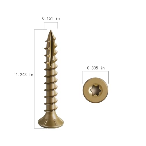 Wensilon #8 * 1-1/4" Deck Screws, (3505pcs) 15 lbs.Exterior Wood Screws, Rust Resistant epoxy Coated, Bronze, T20 Star Bit - color: Yellow, size: 8*1-1/4