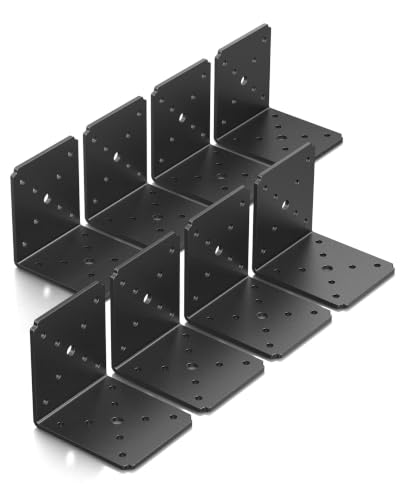 8PCS L Brackets Heavy Duty, 4X4X3.5 L Brackets for Wood Black