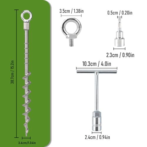 12 Pcs 14" Ground Anchors, Screw in Tent Stakes, Heavy Duty