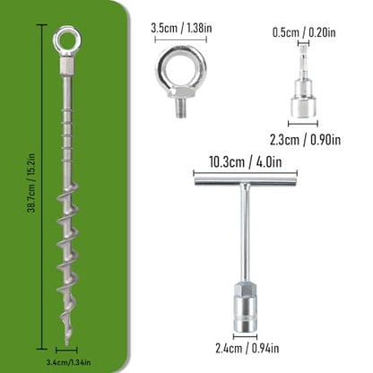 12 Pcs 14" Ground Anchors, Screw in Tent Stakes, Heavy Duty