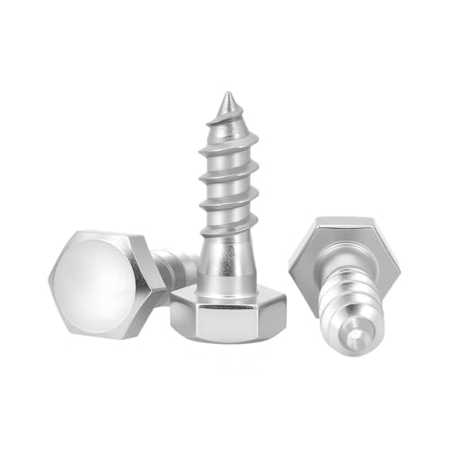 5/16×1-1/4'' (20 Pack) Hex Head Lag Screws Bolts with Washers, Heavy Duty Lag Screws, 304 Stainless Steel Bolts 18-8, Wood Screws, Partial Thread - size: 5/16×1-1/4