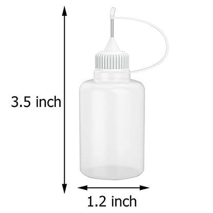 Hulless 12 Pcs 1 Ounce Needle Bottle Plastic Dropper Bottles White Lid
