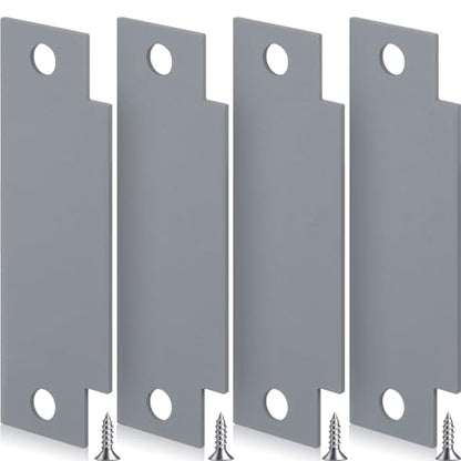 Zonon 4 Pcs Door Strike Plate Filler with Screws, T-Strike Blank, Gray - color: Gray