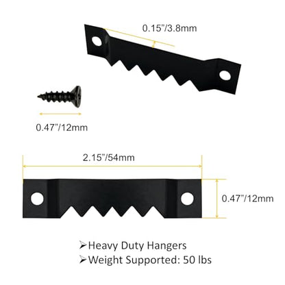 30 Pack Large Sawtooth Picture Hangers (Black, Supports 50 lbs) - color: Large Black - 30 Pack