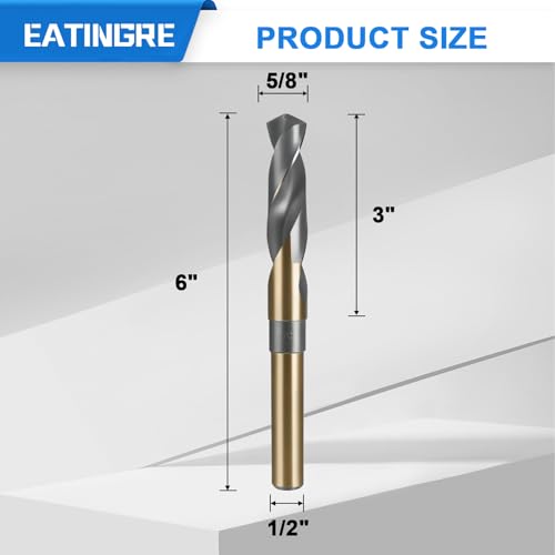 5/8 Inch Drill Bit, Reduced Shank High Speed Steel Bit with 1/2" Shank, HSS 4241 Black & Gold Drill Bits for Mild Steel, Metal and Hard Wood - size: 5/8 Inch