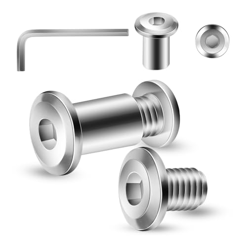 1/4-20 x 3/8" 20Pcs Flat Head Hex Socket Cap Screws Bolts Barrel Nuts Kit, 304 Stainless Steel 18-8, Full Thread by SG TZH (with Hex Spanner) - color: Silver, size: 1/4-20 x 3/8"
