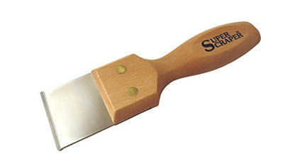 Amznoone Super Scraper Double Edge Solid Carbide Scraper 1/8" Thick by 2” Wide by 1.75” Long Blade w/Solid Wood Handle Overall Length 7.75" SS-2