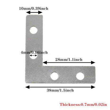 50 PCS Corner Brace Flat L Bracket 4-Hole L Bracket Corner Brace for Paintings Picture Frames Artwork Home Decor Clock 1.5 "x 1.5" (Silver)