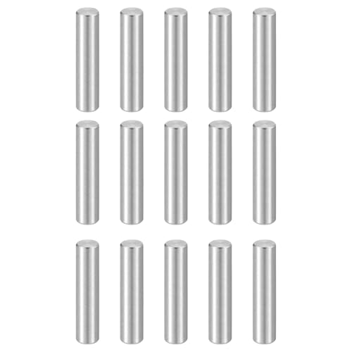 HARFINGTON 15pcs Dowel Pins M4(4mm) x 18mm 304 Stainless Steel Cylindrical Shelf Support Peg Pin Rod Fasten Elements for Metal Devices Wood Furniture DIY Installation, Silver - size: M4 x 18mm
