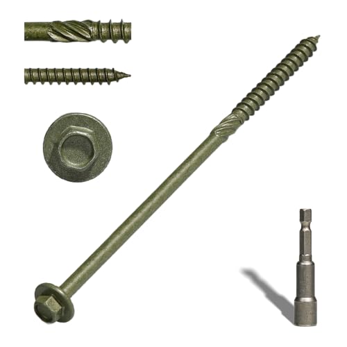 #14 x 6 Structural Lag Wood Screws, Heavy Duty Timber Screws, 50 PCS - color: Green, size: #14 x 6"
