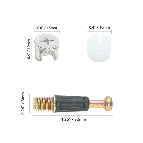 10 Set 32mm Cam Screw Cam Dowel, for Drawer Dresser - size: 32mm-10Pcs