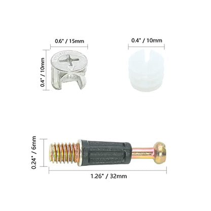 10 Set 32mm Cam Screw Cam Dowel, for Drawer Dresser - size: 32mm-10Pcs