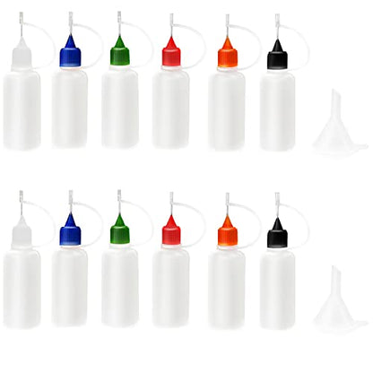 XYSMZM 12 Pcs 0.5 Ounce Precision Tip Applicator Bottles, 6 Color
