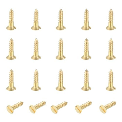 MECCANIXITY 20 Pcs Brass Screws, M3 x 12mm Solid Slotted Drive Flat Head Self-Tapping Wood Screw Fasteners for Woodworking Furniture Repair Photo Frame Drywall Home Appliances, Gold - size: M3 x 12mm