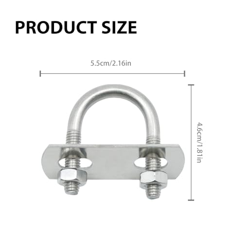 EATAKWARD 16Pcs Round U Bolts Zinc Plated Steel, M6 Round Bend U Clamp with Nut Plate Washer, Replacement for Pipes Wood and Other Materials (0.63, 16mm, Inches)
