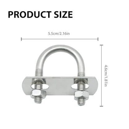 EATAKWARD 16Pcs Round U Bolts Zinc Plated Steel, M6 Round Bend U Clamp with Nut Plate Washer, Replacement for Pipes Wood and Other Materials (0.63, 16mm, Inches)