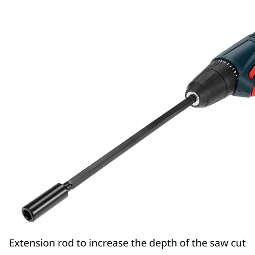 QWORK Tools Hole Saw Extension Chuck - 12-Inch x 1/2-Inch Hex Shank Reducing Locking Impact Extension, M2 Hardened Carbon Steel, for Confined Area Access