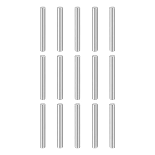HARFINGTON 15pcs Dowel Pins M4(4mm) x 32mm 304 Stainless Steel Cylindrical Shelf Support Peg Pin Rod Fasten Elements for Metal Devices Wood Furniture DIY Installation, Silver - size: M4 x 32mm