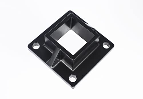 Floor Mount Post Plange for 2" Square Fence Post and Deck Railing, Heavy Duty, Aluminum,Black - size: 2" post flange